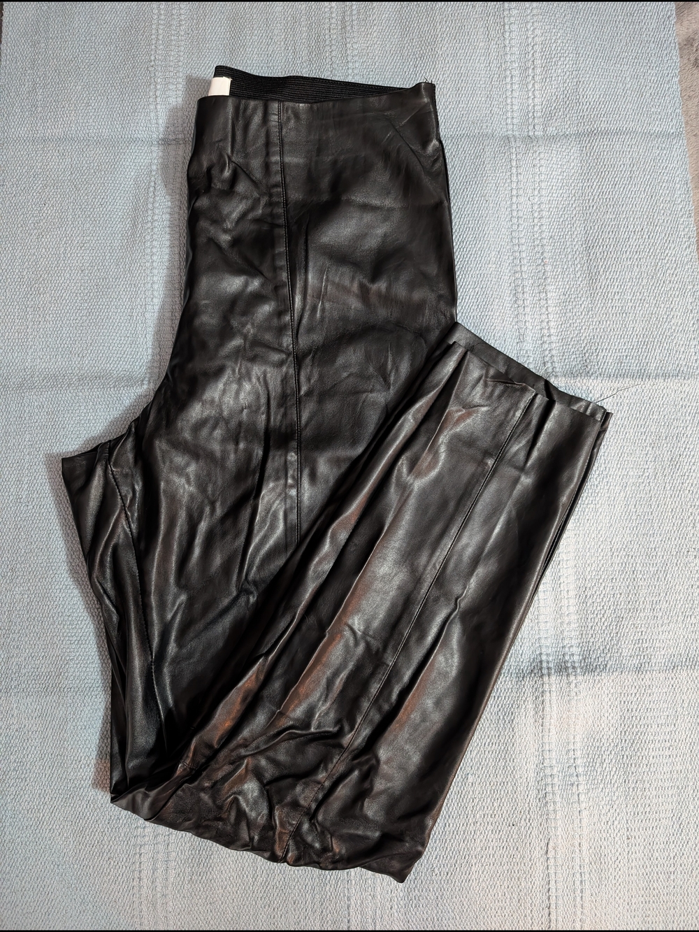 H&M Black Faux Leather Wide Leg Pants